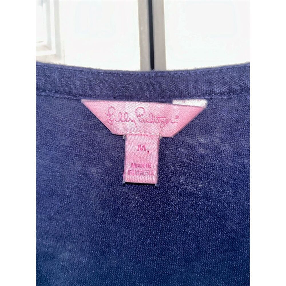 Lilly Pulitzer Women's 3/4 Sleeve Button-Up Top Navy Blue Size M - Picture 2 of 7